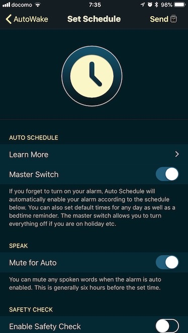 Set Schedule Master Switch